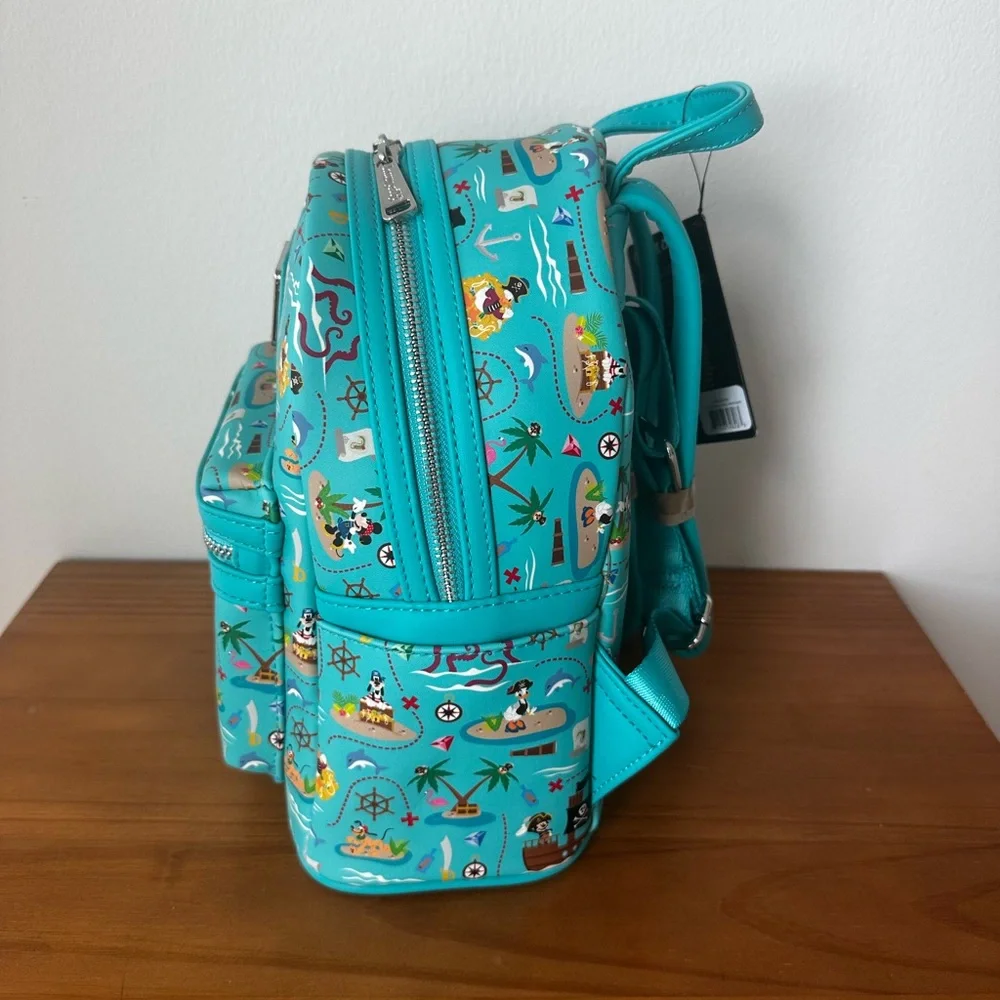 Loungefly Disney Sensational Pirates Characters Mini Backpack Teal One Size New - Picture 4 of 10